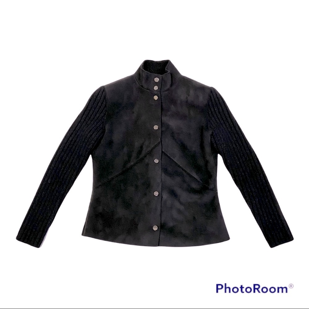 DKNY Women’s Jacket Black Faux Suede With Cozy Faux Shearling Size: Small